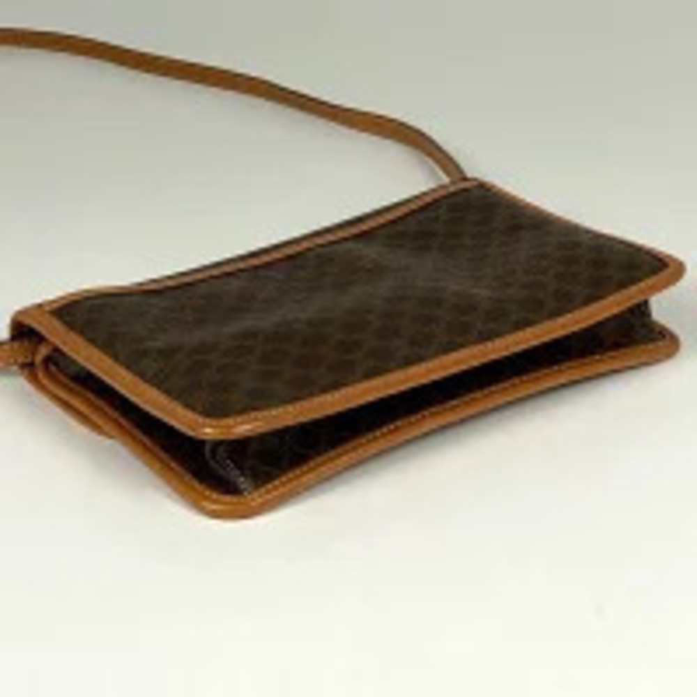 Celine canvas circle shoulder Macadam brown bag